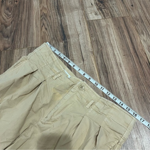 Anthropologie Maeve Remi Wide Leg Cropped Pleated Chino Pants Khaki Tan - Picture 6 of 9